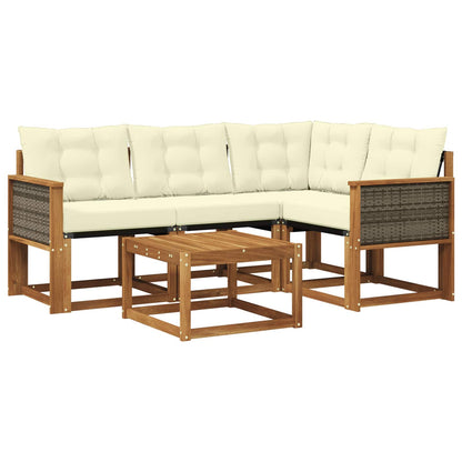 Set di divani da esterno con cuscino 5 pcs Naturale e Crema | homemem39