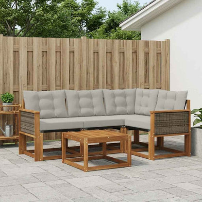Set di divani da esterno 5 pcs Naturale e Grigio Chiaro