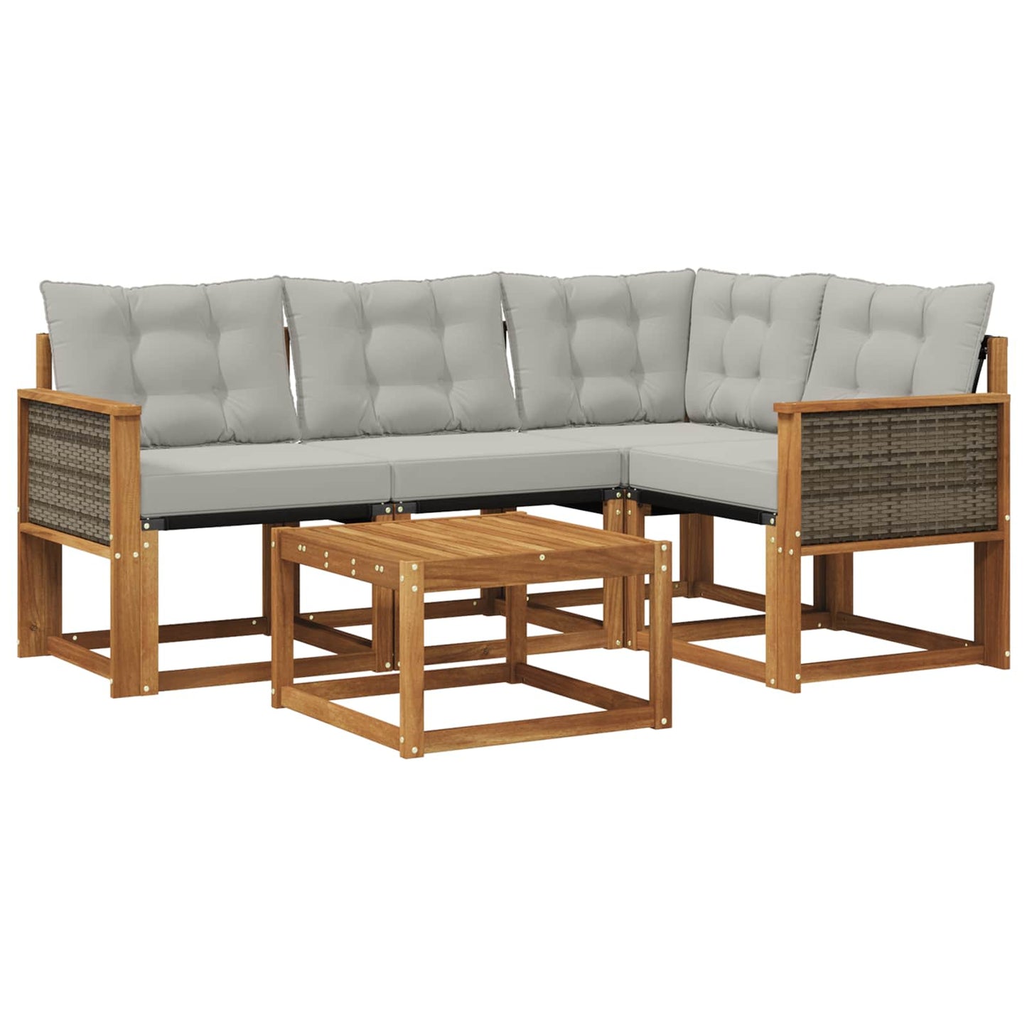 Set di divani da esterno 5 pcs Naturale e Grigio Chiaro