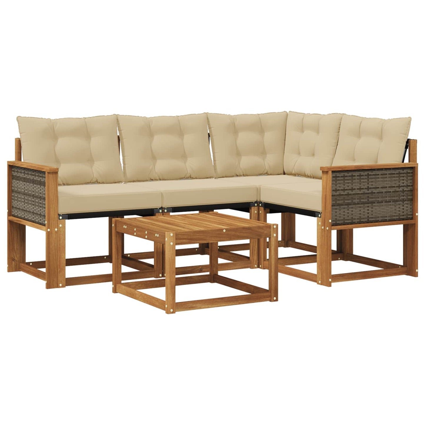 Set di divani da esterno con cuscino 5 pcs Naturale e Beige | homemem39