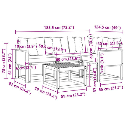Set di divani da esterno con cuscino 5 pcs Naturale e Beige | homemem39