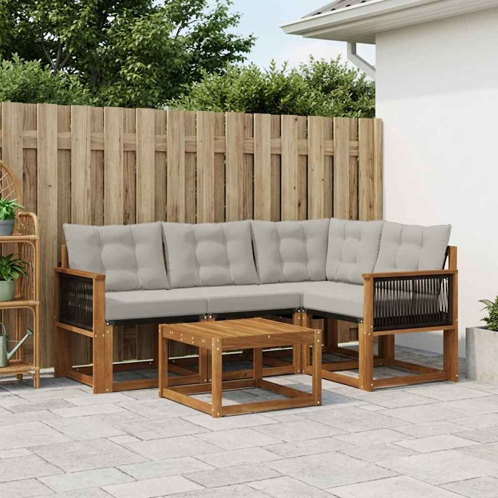 Set di divani da esterno 5 pcs Naturale e Grigio Chiaro | homemem39