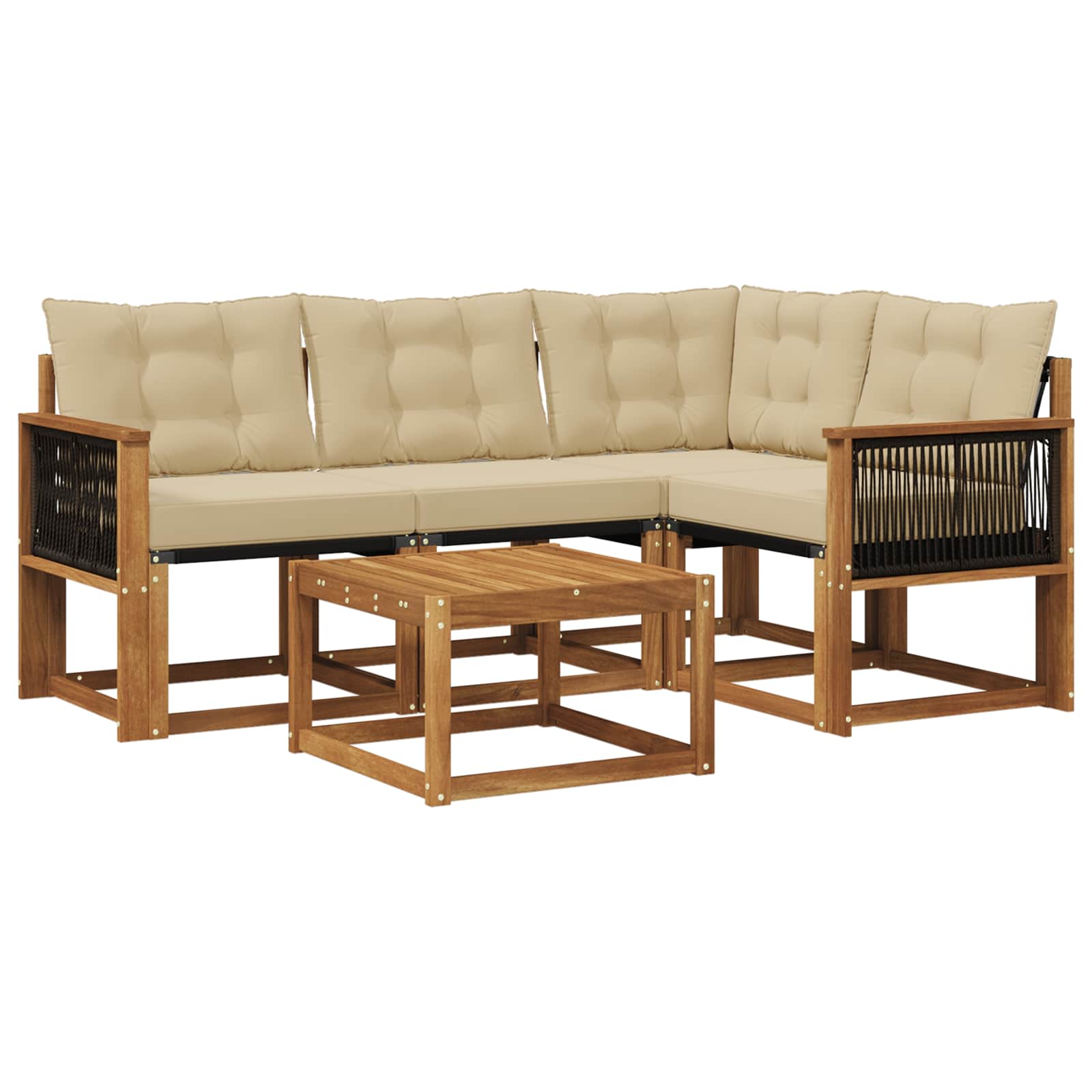 Set di divani da esterno con cuscino 5 pcs Naturale e Beige | homemem39