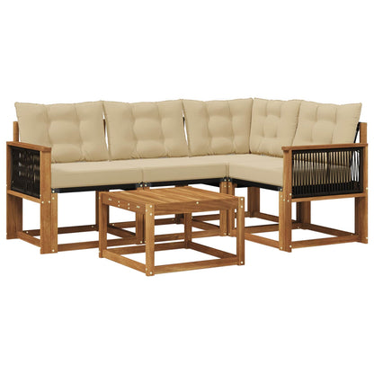 Set di divani da esterno con cuscino 5 pcs Naturale e Beige | homemem39