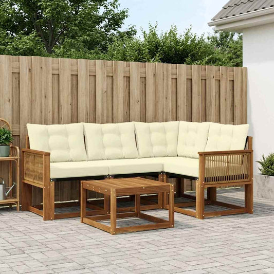 Set di divani da esterno con cuscino 5 pcs Naturale e Crema | homemem39