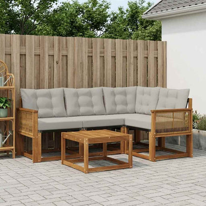 Set di divani da esterno 5 pcs Naturale e Grigio Chiaro | homemem39