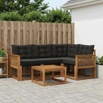 Set di divani da esterno con cuscino 5 pcs Naturale e Nero