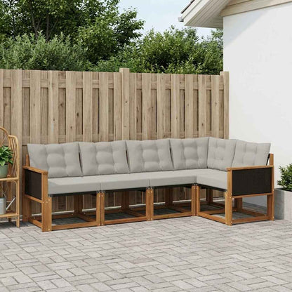Set di divani da esterno 5 pcs Naturale e Grigio Chiaro | homemem39