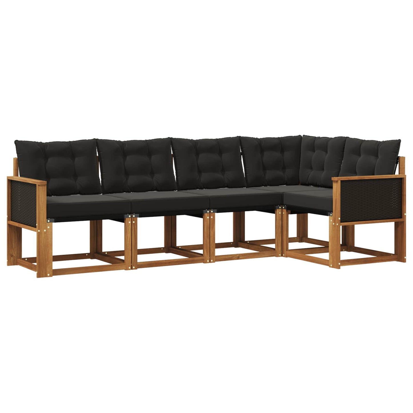 Set di divani da esterno con cuscino 5 pcs Naturale e Nero | homemem39