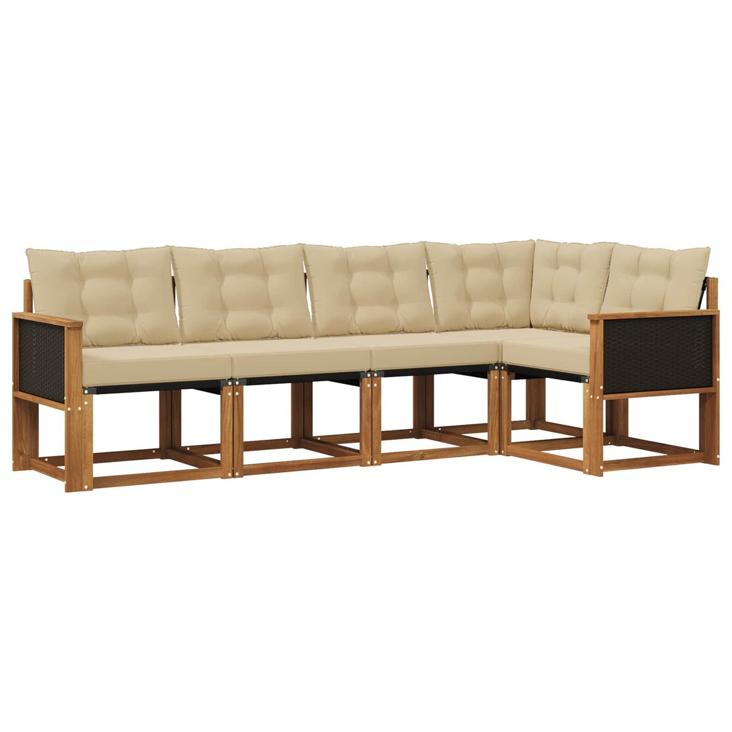 Set di divani da esterno con cuscino 5 pcs Naturale e Beige | homemem39