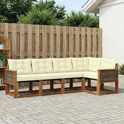 Set di divani da esterno con cuscino 5 pcs Naturale e Crema