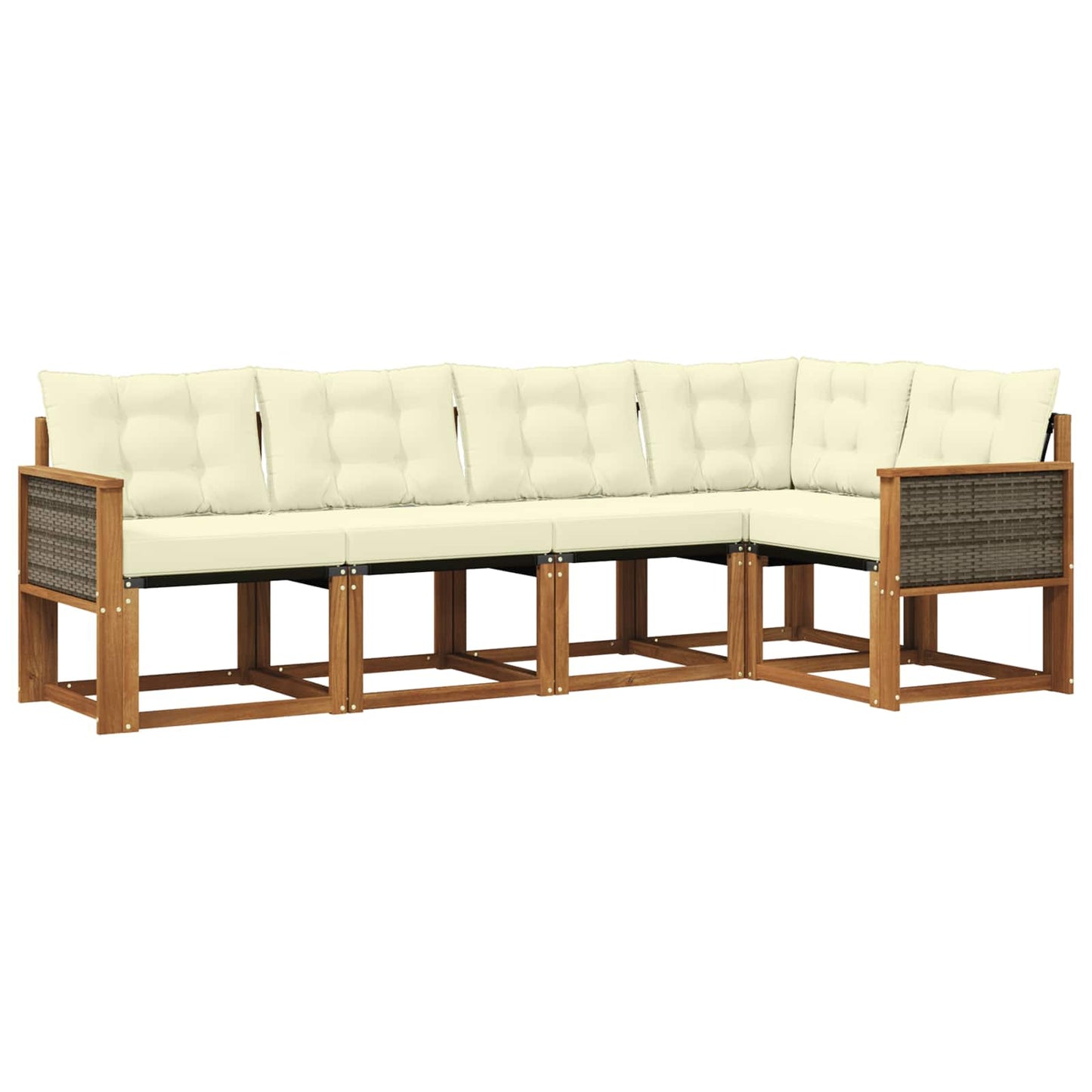 Set di divani da esterno con cuscino 5 pcs Naturale e Crema