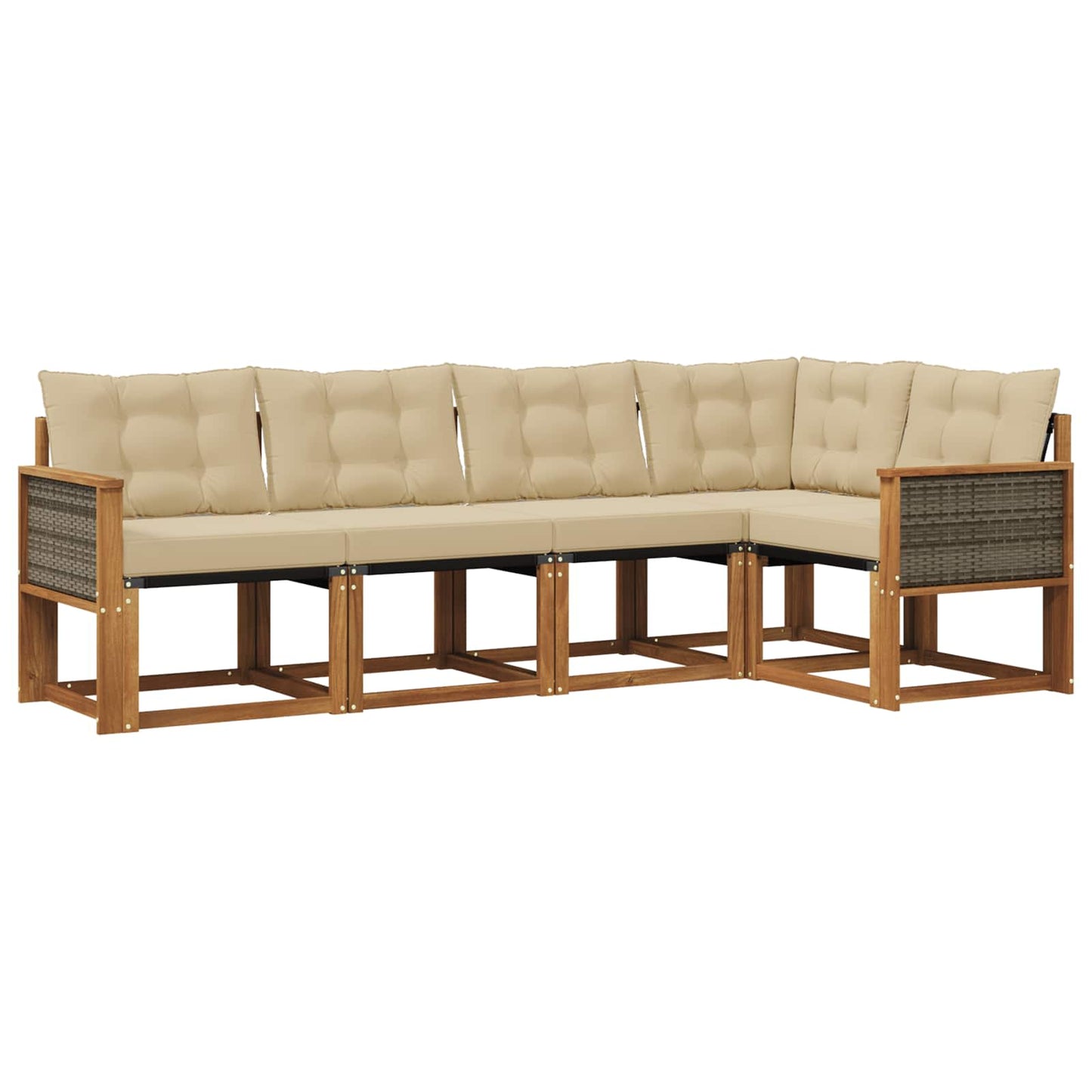 Set di divani da esterno con cuscino 5 pcs Naturale e Beige | homemem39