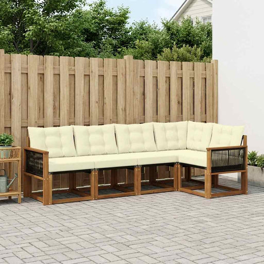 Set di divani da esterno con cuscino 5 pcs Naturale e Crema