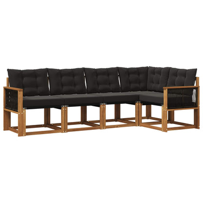 Set di divani da esterno con cuscino 5 pcs Naturale e Nero | homemem39