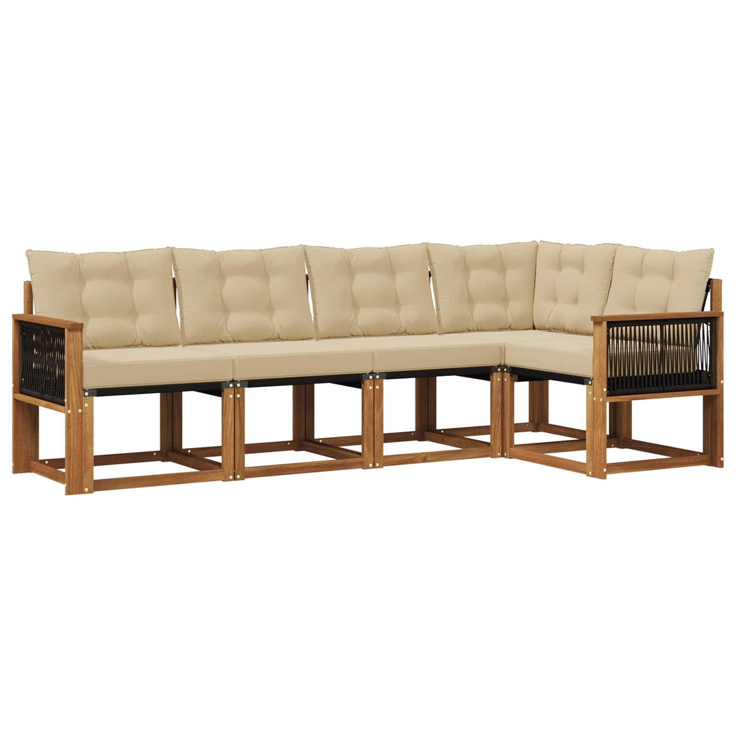 Set di divani da esterno con cuscino 5 pcs Naturale e Beige
