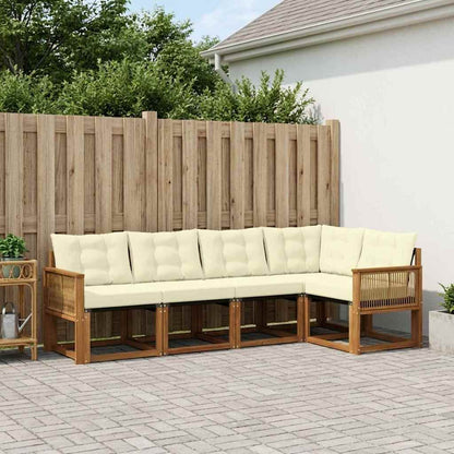 Set di divani da esterno con cuscino 5 pcs Naturale e Crema