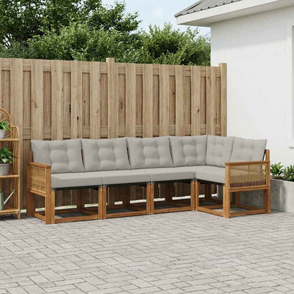 Set di divani da esterno 5 pcs Naturale e Grigio Chiaro