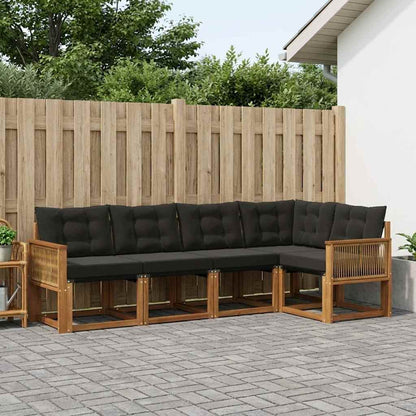 Set di divani da esterno con cuscino 5 pcs Naturale e Nero