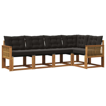 Set di divani da esterno con cuscino 5 pcs Naturale e Nero