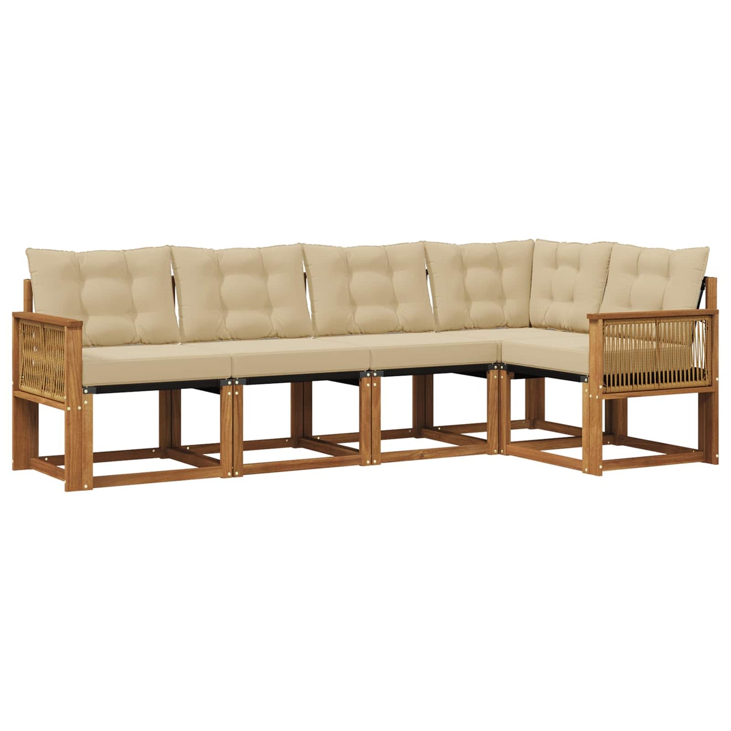 Set di divani da esterno con cuscino 5 pcs Naturale e Beige | homemem39