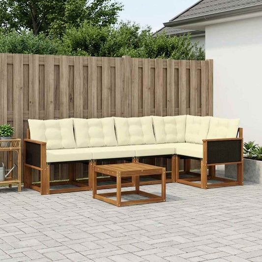 Set di divani da esterno con cuscino 6 pcs Naturale e Crema | homemem39