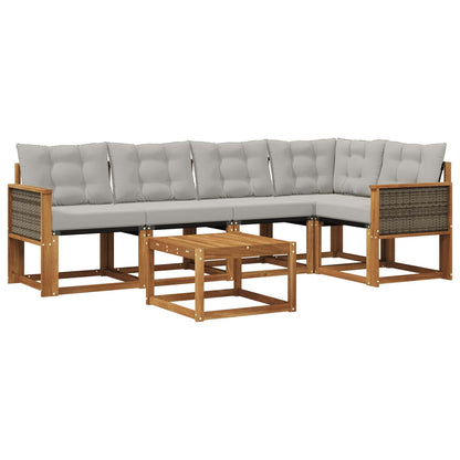 Set di divani da esterno 6 pcs Naturale e Grigio Chiaro | homemem39