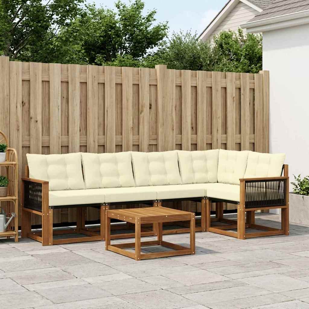 Set di divani da esterno con cuscino 6 pcs Naturale e Crema