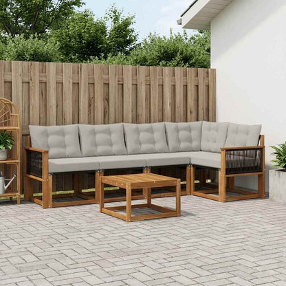 Set di divani da esterno 6 pcs Naturale e Grigio Chiaro