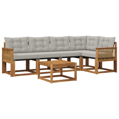 Set di divani da esterno 6 pcs Naturale e Grigio Chiaro
