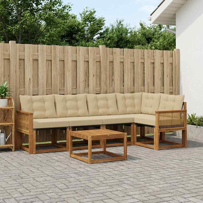 Set di divani da esterno con cuscino 6 pcs Naturale e Beige