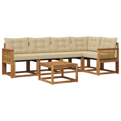 Set di divani da esterno con cuscino 6 pcs Naturale e Beige