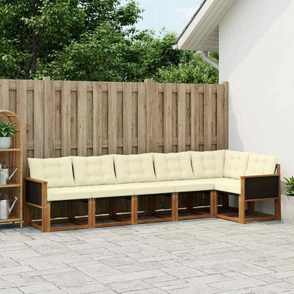 Set di divani da esterno con cuscino 6 pcs Naturale e Crema