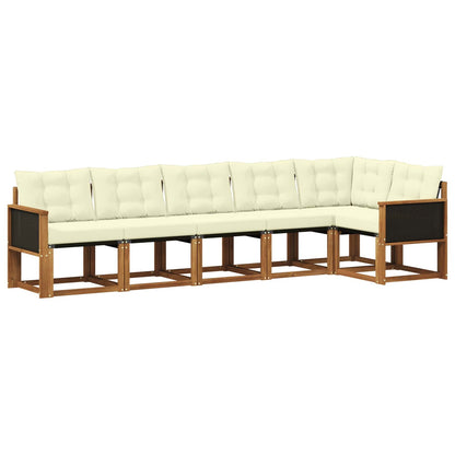 Set di divani da esterno con cuscino 6 pcs Naturale e Crema