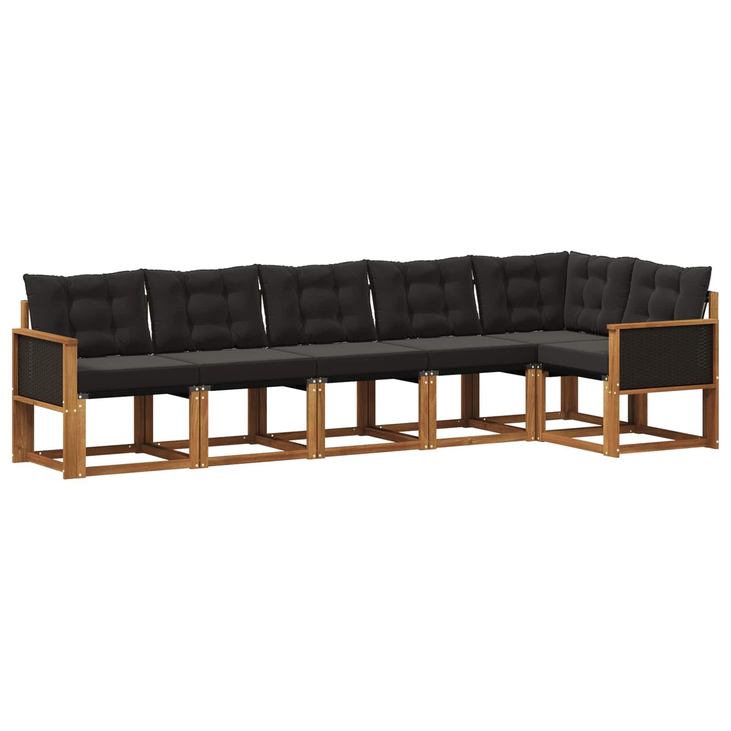 Set di divani da esterno con cuscino 6 pcs Naturale e Nero