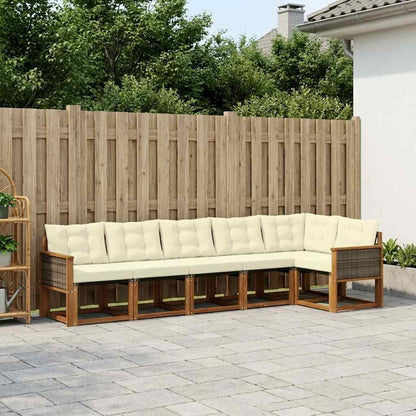 Set di divani da esterno con cuscino 6 pcs Naturale e Crema