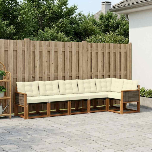Set di divani da esterno con cuscino 6 pcs Naturale e Crema