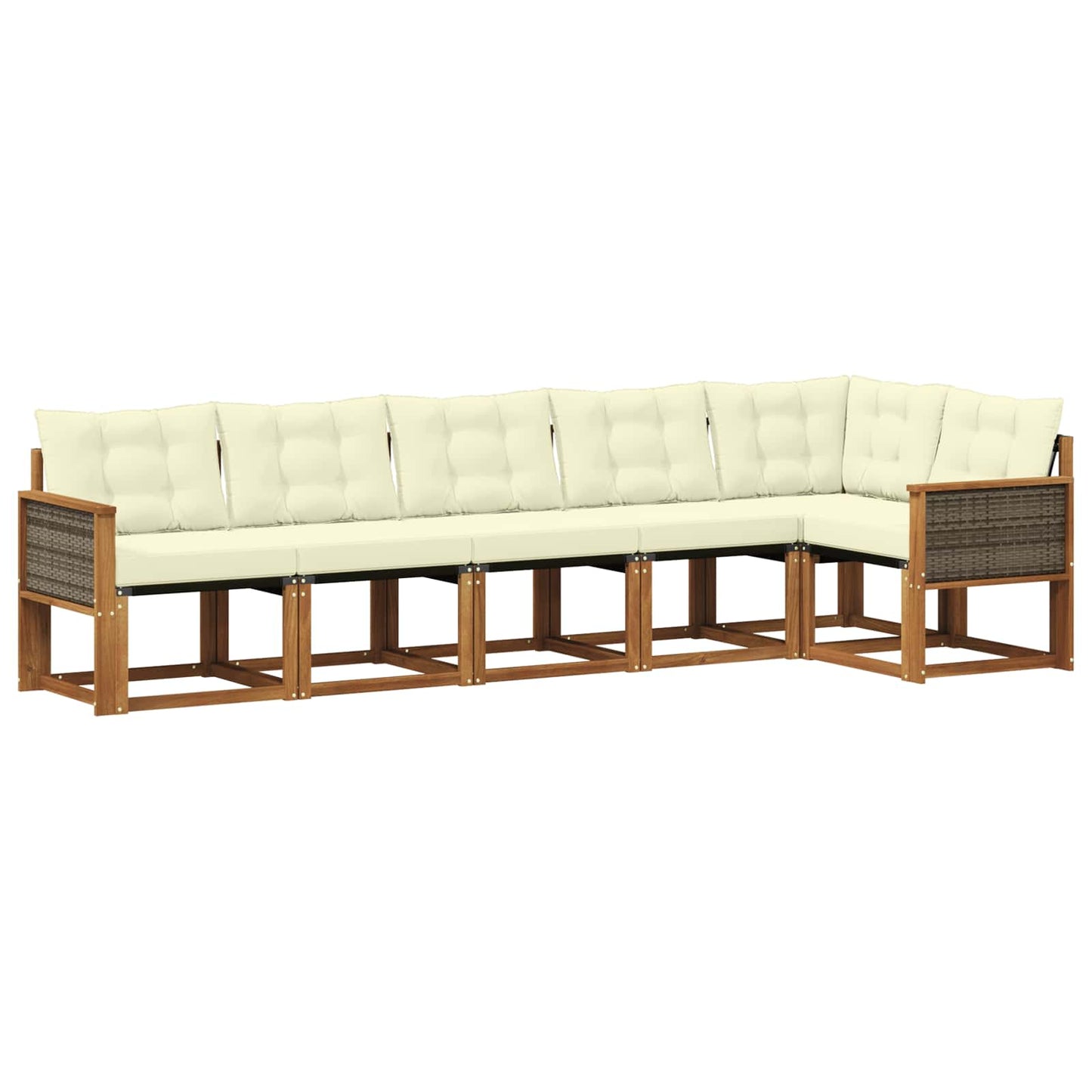 Set di divani da esterno con cuscino 6 pcs Naturale e Crema