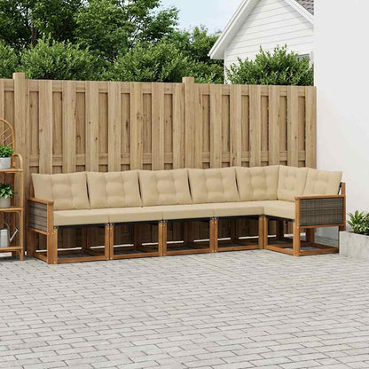 Set di divani da esterno con cuscino 6 pcs Naturale e Beige