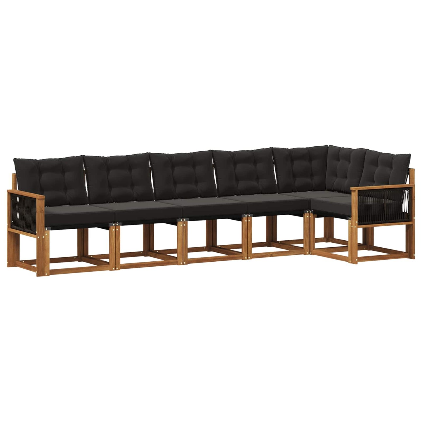Set di divani da esterno con cuscino 6 pcs Naturale e Nero