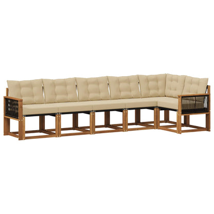 Set di divani da esterno con cuscino 6 pcs Naturale e Beige