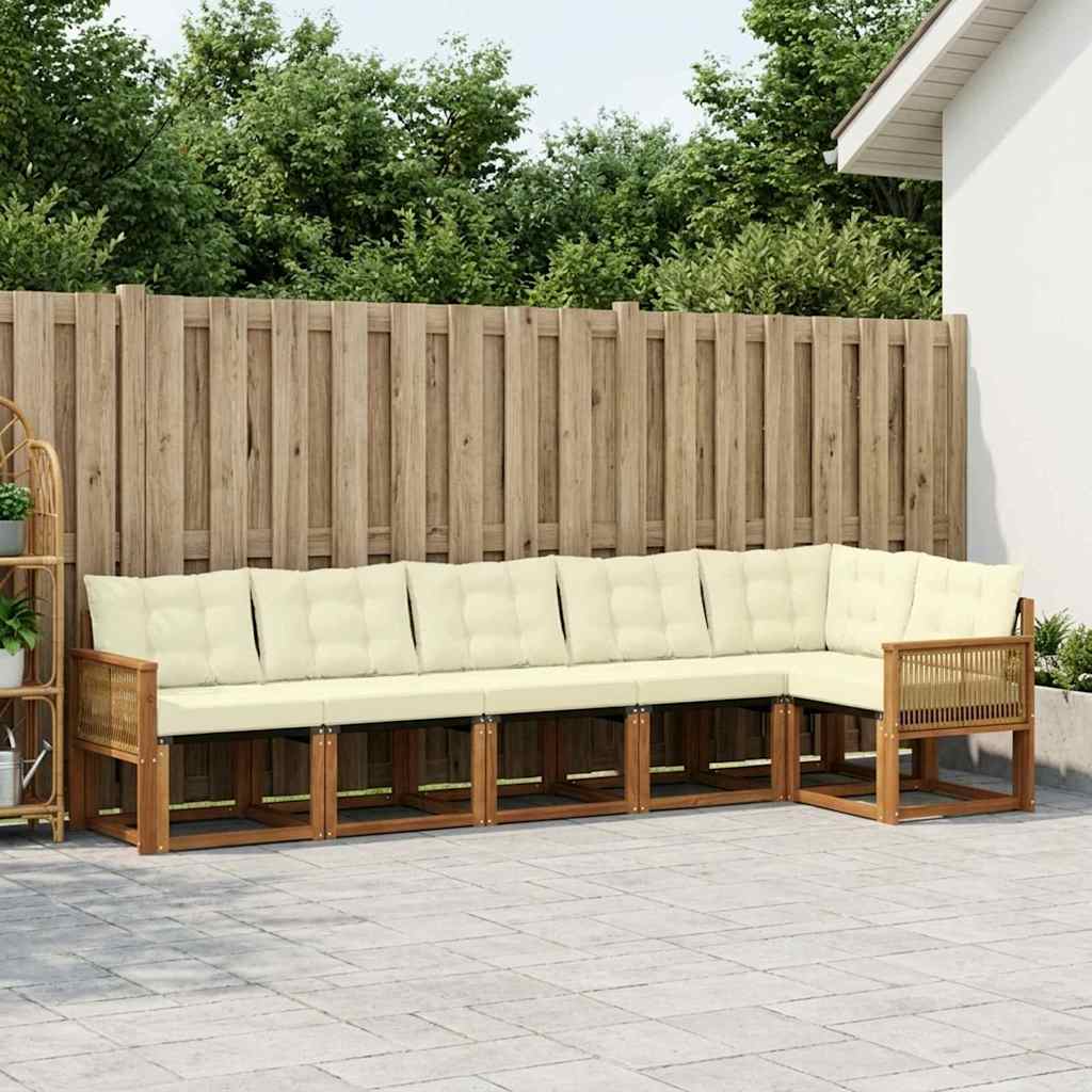 Set di divani da esterno con cuscino 6 pcs Naturale e Crema