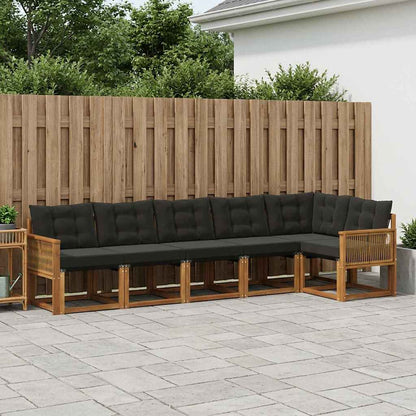 Set di divani da esterno con cuscino 6 pcs Naturale e Nero