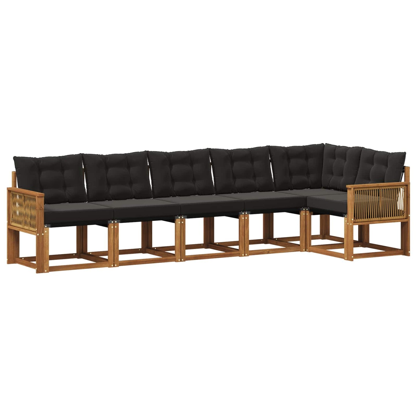 Set di divani da esterno con cuscino 6 pcs Naturale e Nero