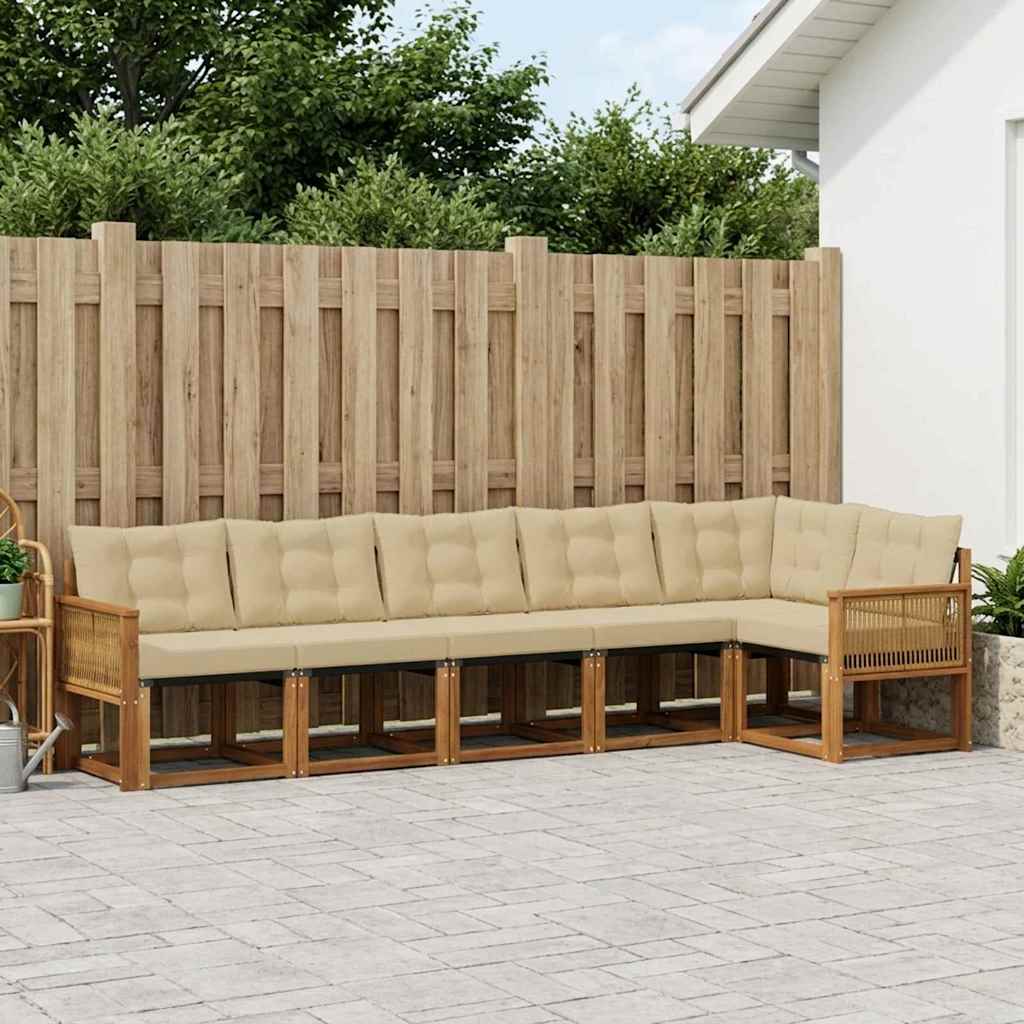 Set di divani da esterno 6 pcs Naturale e Beige