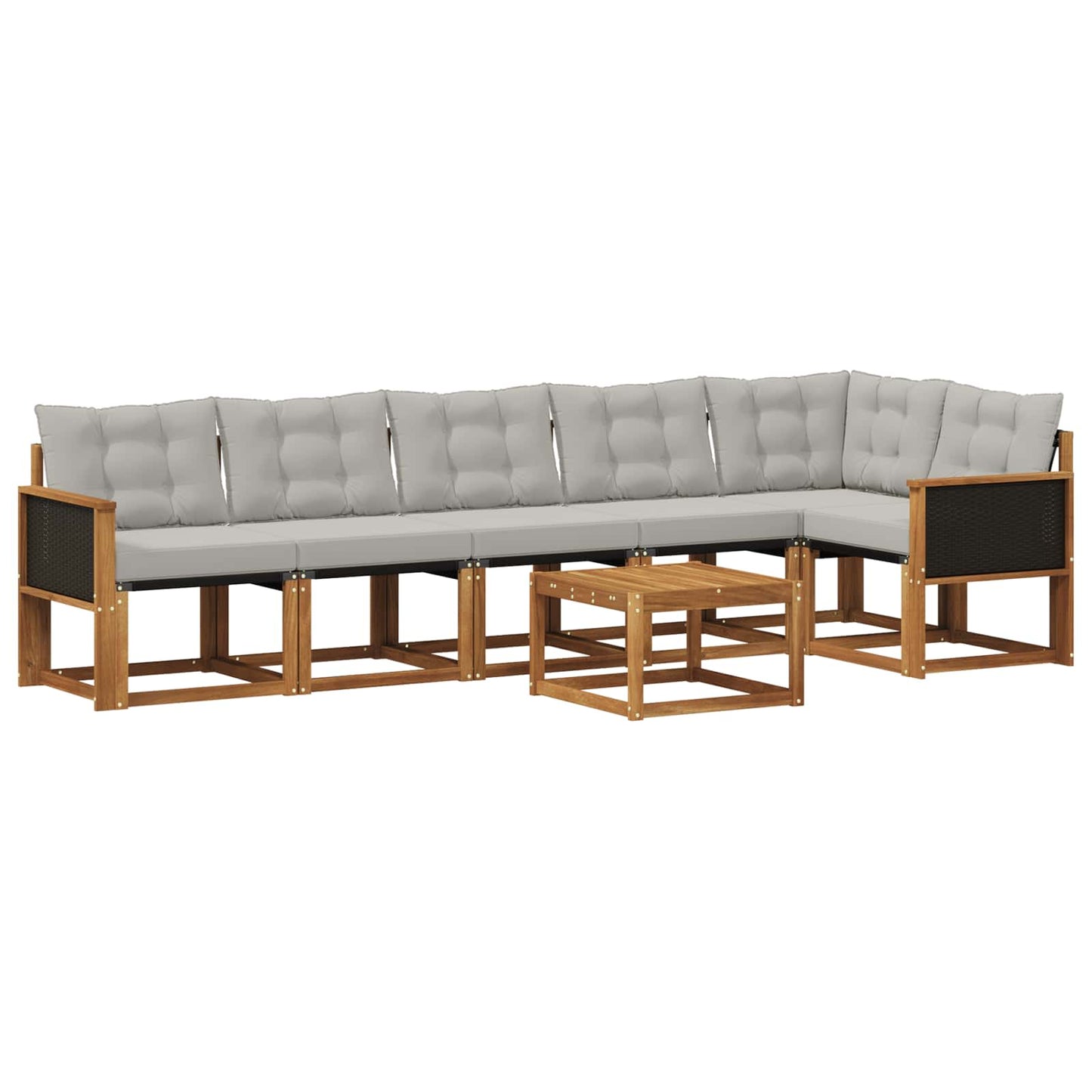 Set di divani da esterno 7 pcs Naturale e Grigio Chiaro