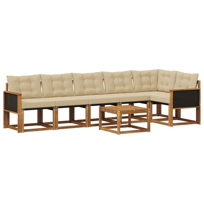 Set di divani da esterno con cuscino 7 pcs Naturale e Beige