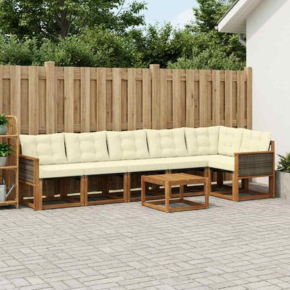 Set di divani da esterno con cuscino 7 pcs Naturale e Crema