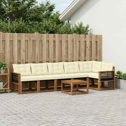 Set di divani da esterno con cuscino 7 pcs Naturale e Crema