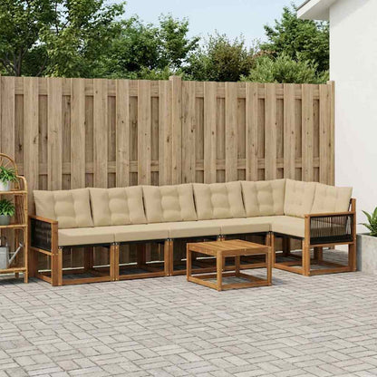 Set di divani da esterno con cuscino 7 pcs Naturale e Beige
